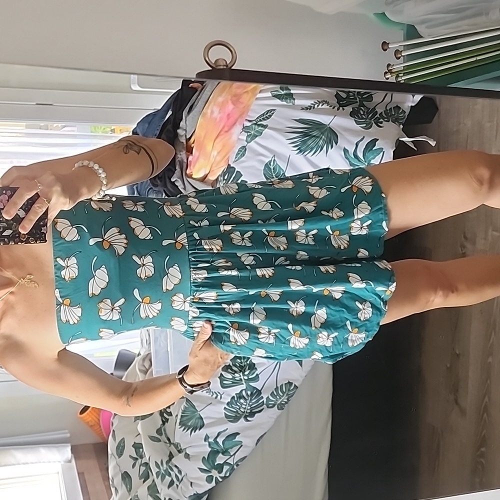 Ava Sky Teal Floral Strapless Romper
